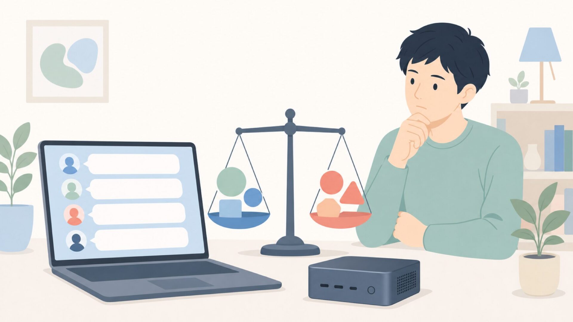良い評判と悪い評判を比べる様子