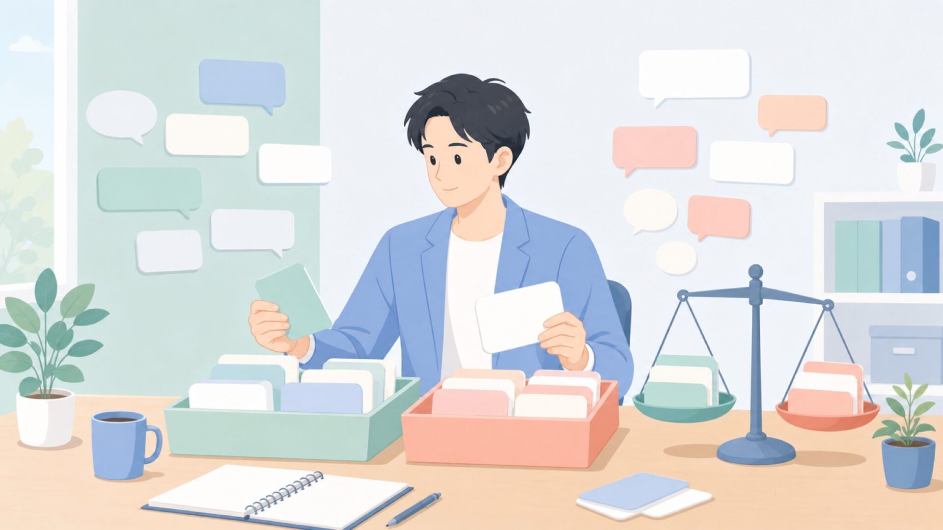 口コミを冷静に仕分けて判断するイラスト