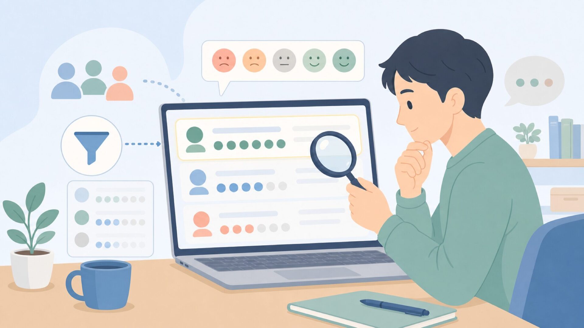 レビューの信頼性を見極めるイラスト