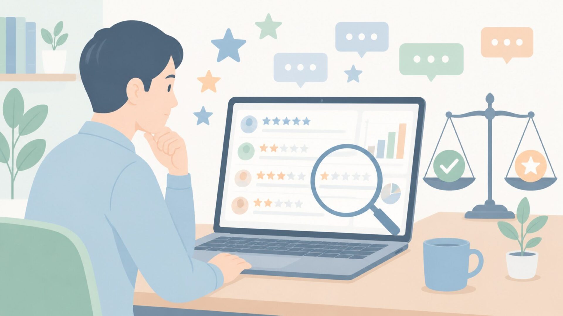 口コミやレビューの信頼性を確認する人物