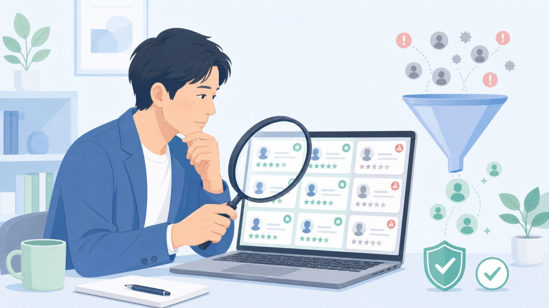 レビューの信頼性を見極める人物