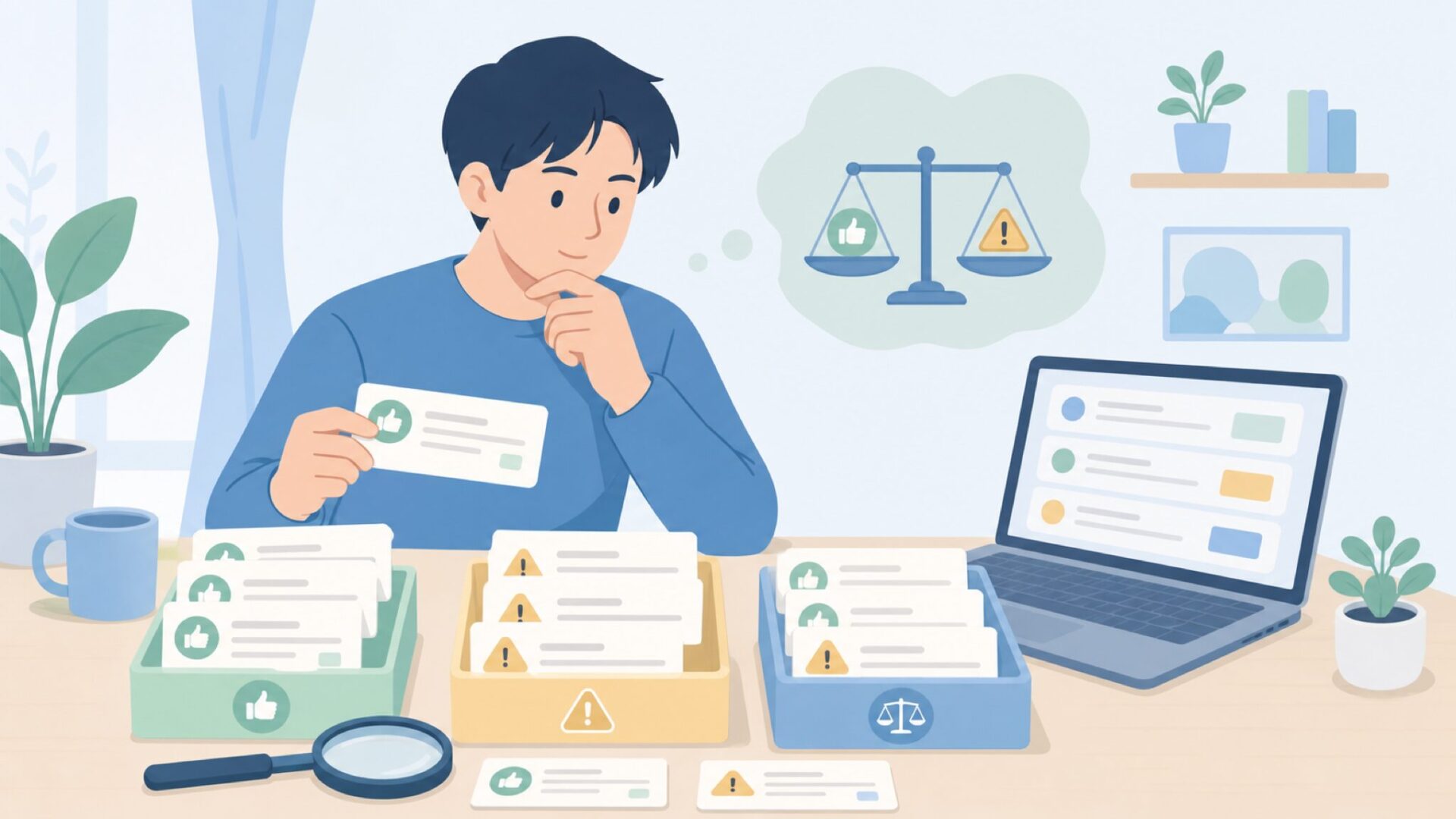 口コミや評判を整理して見極める人物