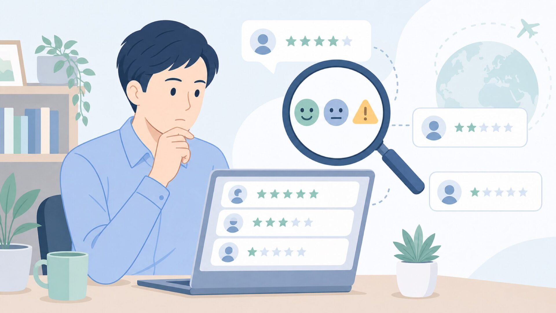 レビューの信頼性を見極めるイラスト