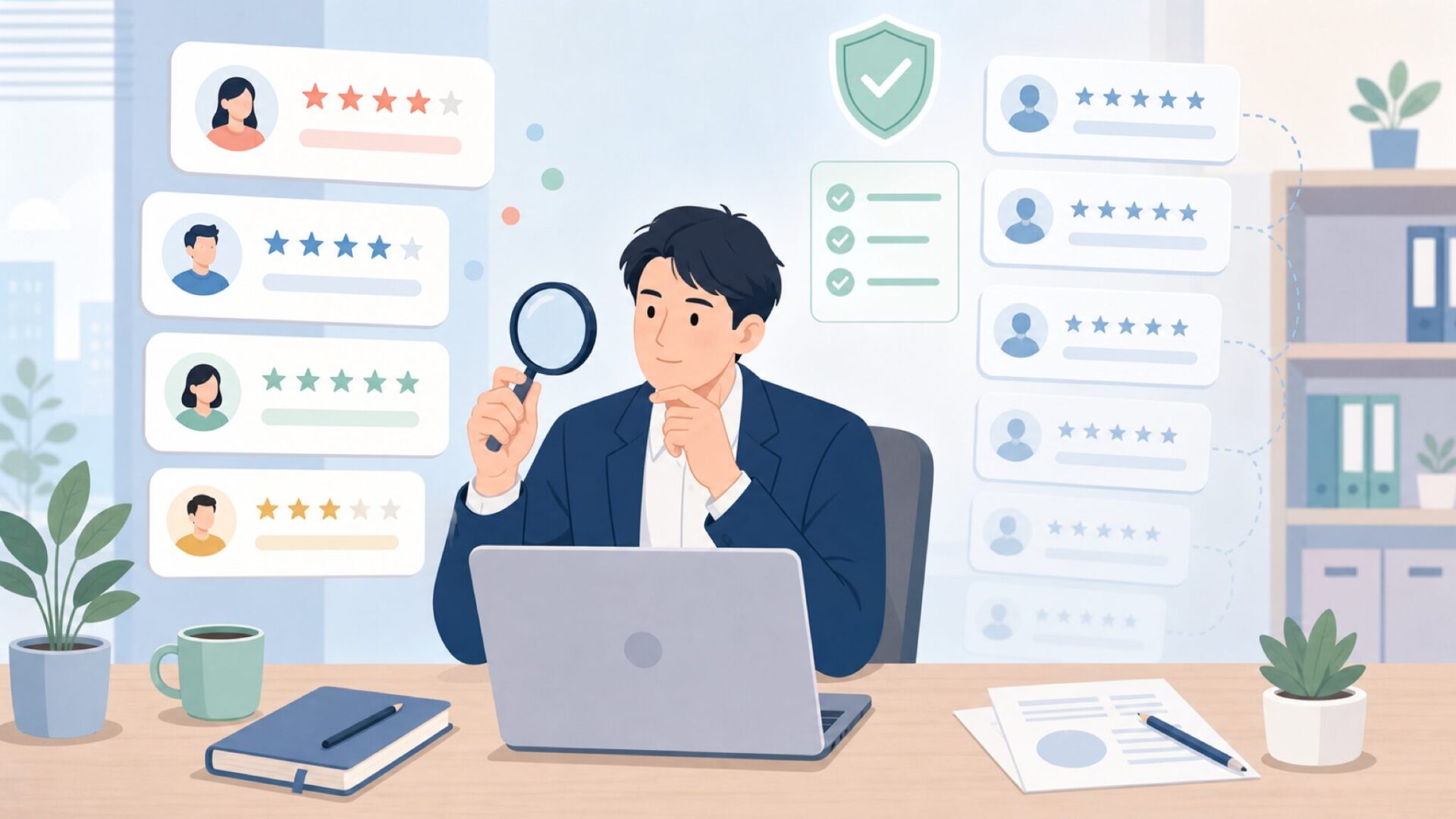 口コミの信頼性を比較するイラスト