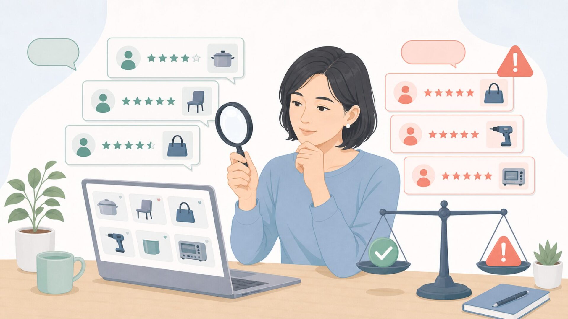 口コミの信頼性を見極める様子