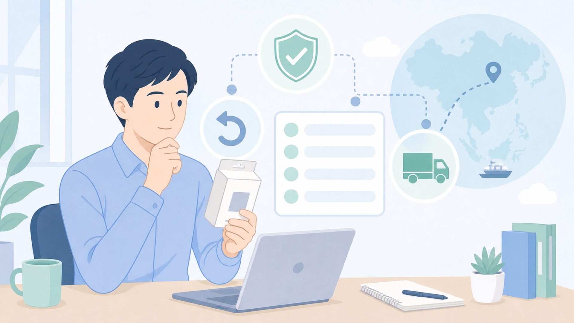 海外ブランド購入前のリスク確認イラスト