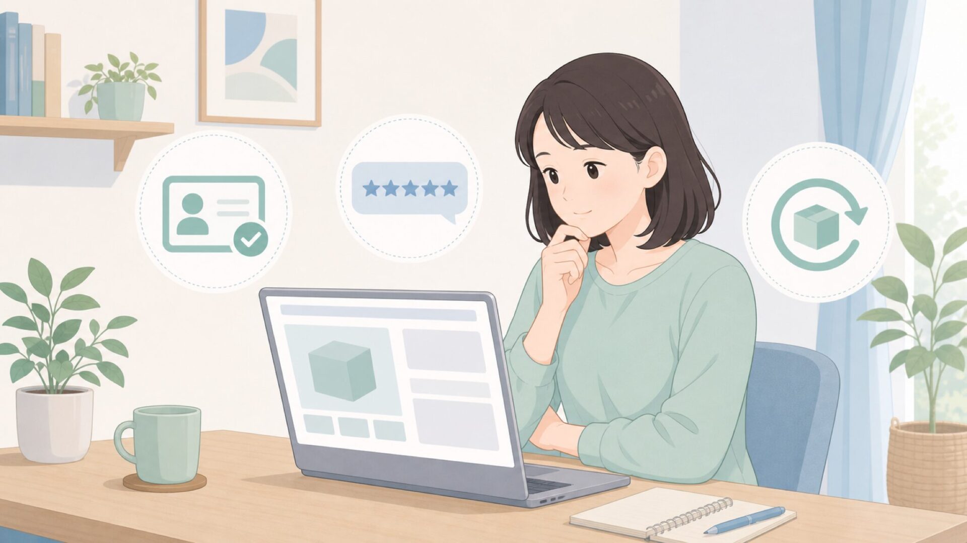 販売元や口コミを確認する買い物画面