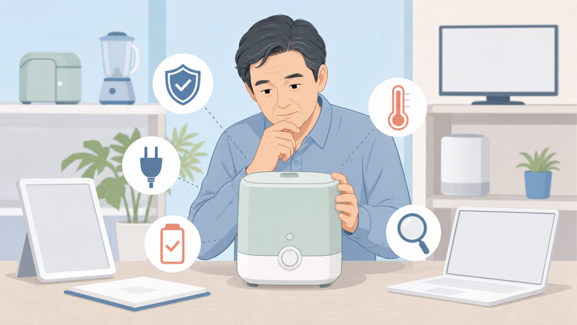 家電の安全性と品質を確認する様子