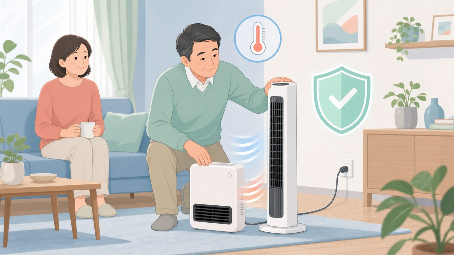家電の安全性を確認する家庭の様子
