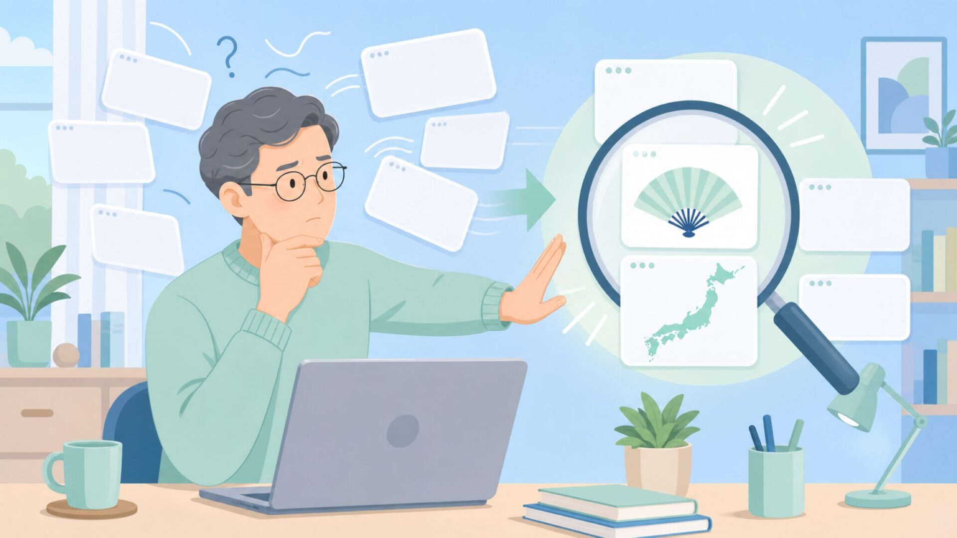 検索結果のノイズを整理するイラスト