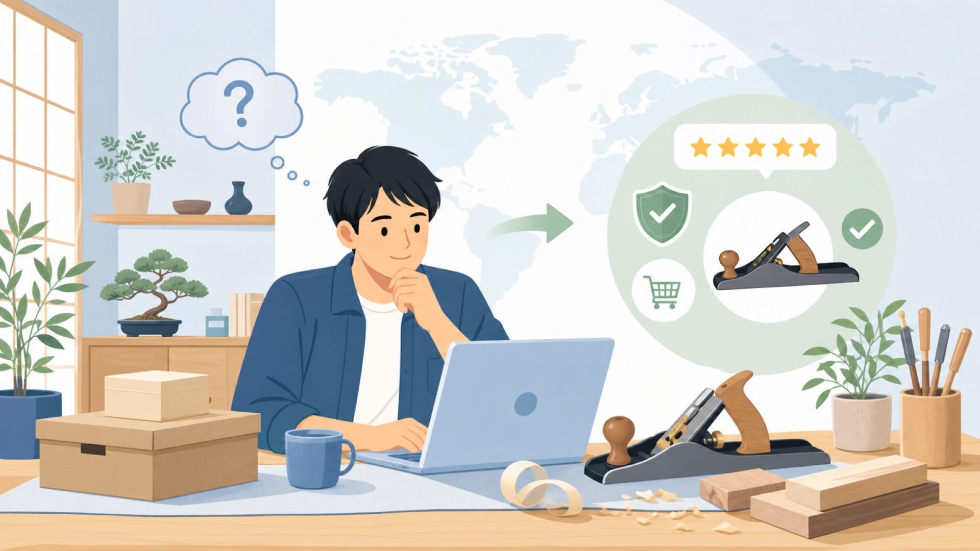 Lie-Nielsenとは何者か—西洋鉋を手作りする名門ツールメーカーを表すイラスト