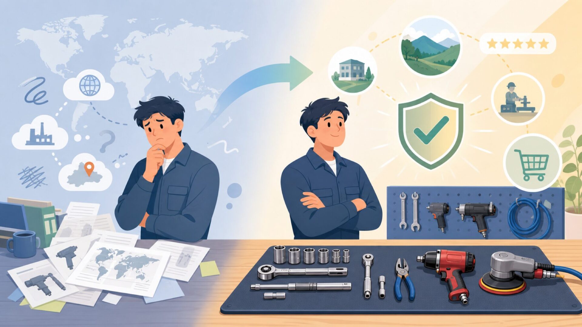 どこで作られている？本社所在地と製造・開発体制を表すイラスト