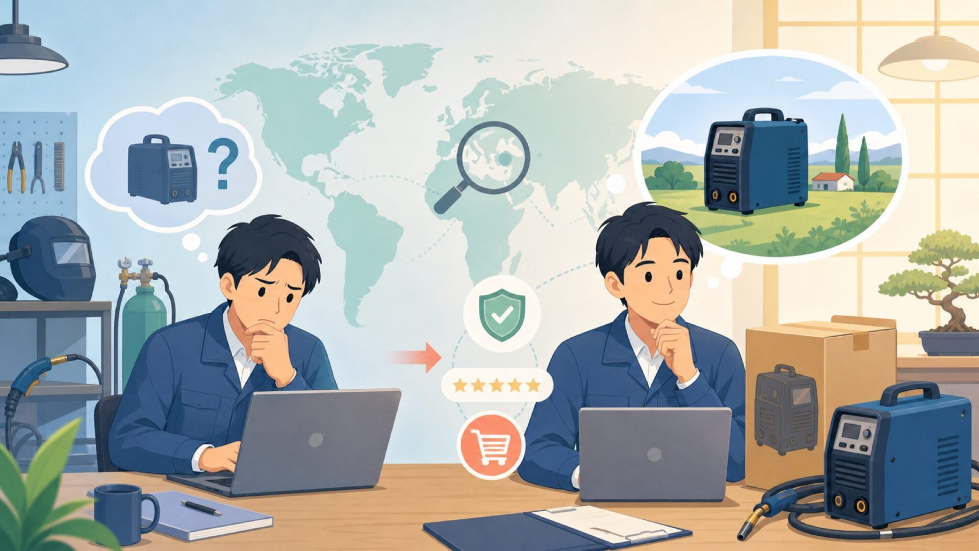 世界各国への販路が示すブランドの信頼性を表すイラスト
