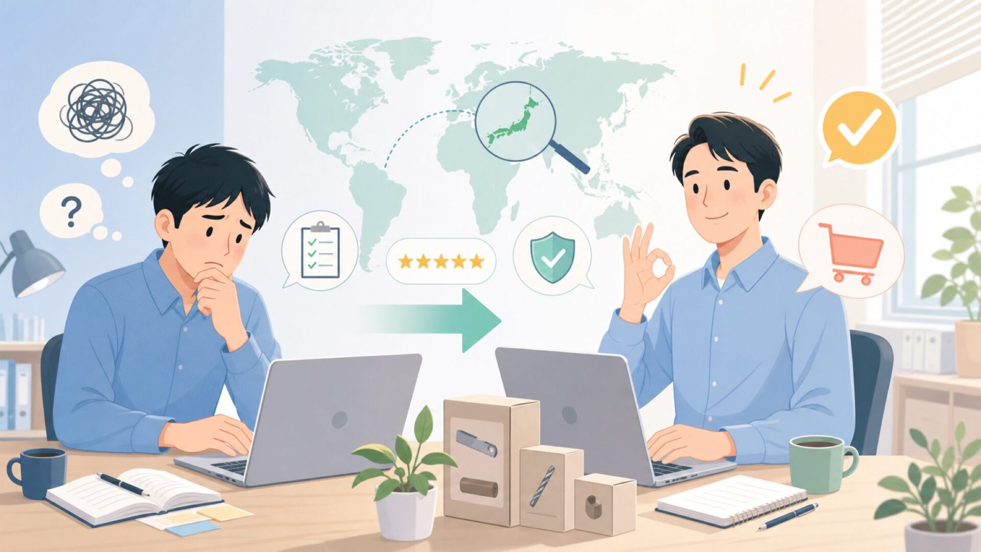 アメリカ製は本当に信頼できる?バンドソーのパイオニアという裏づけを表すイラスト