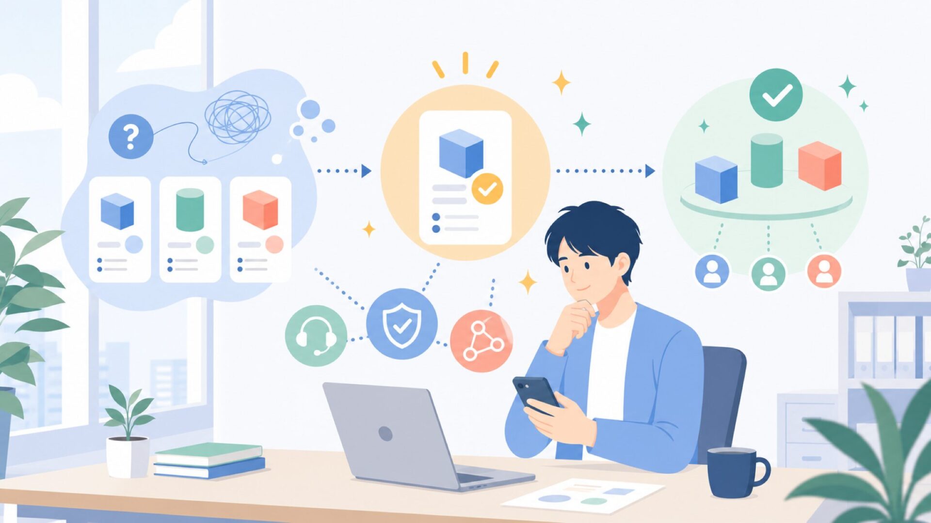 日本での関わり方——導入・サポート・採用を表すイラスト