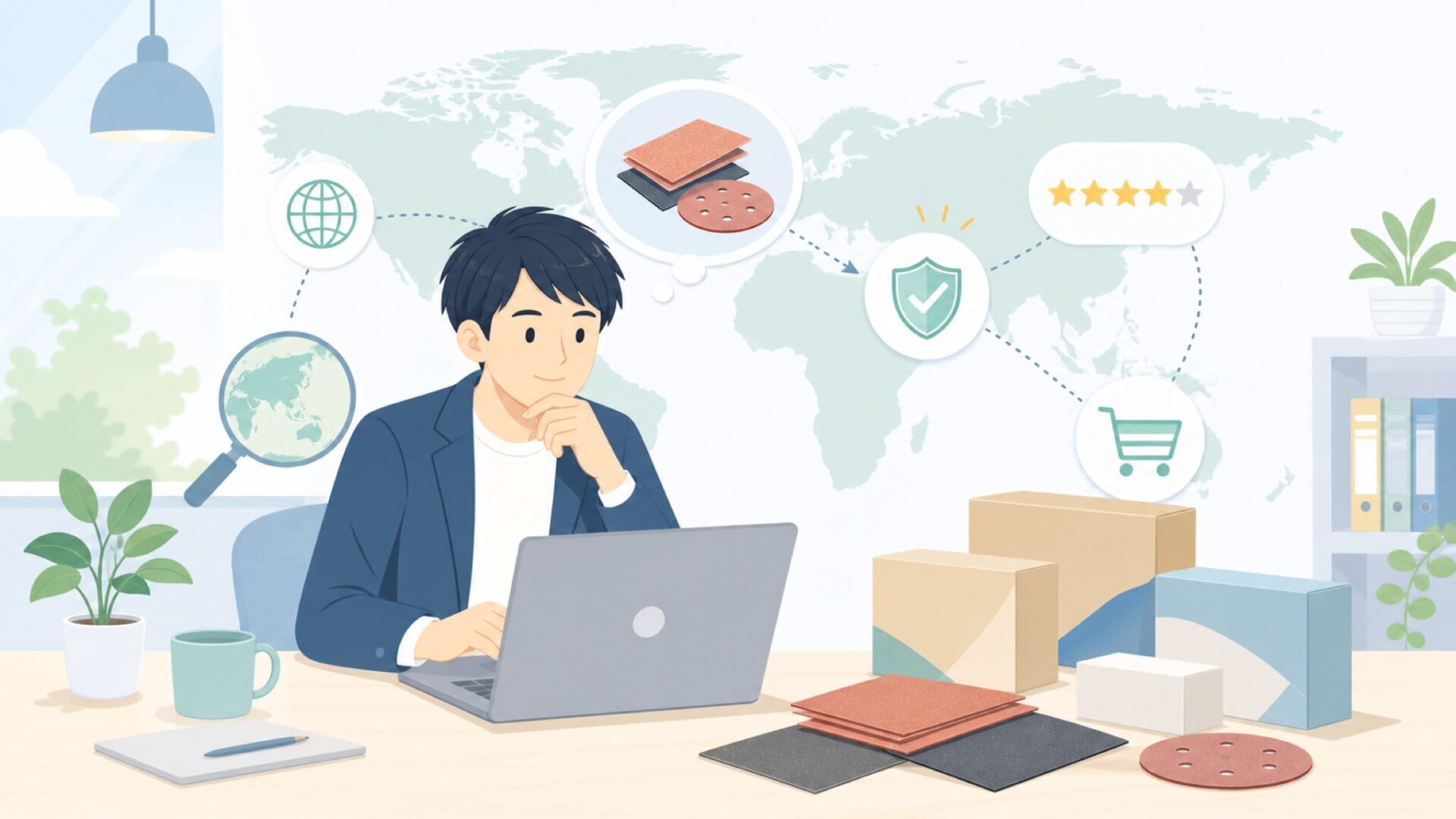 なぜプロが選ぶ？sia Abrasivesの製品と技術力を表すイラスト