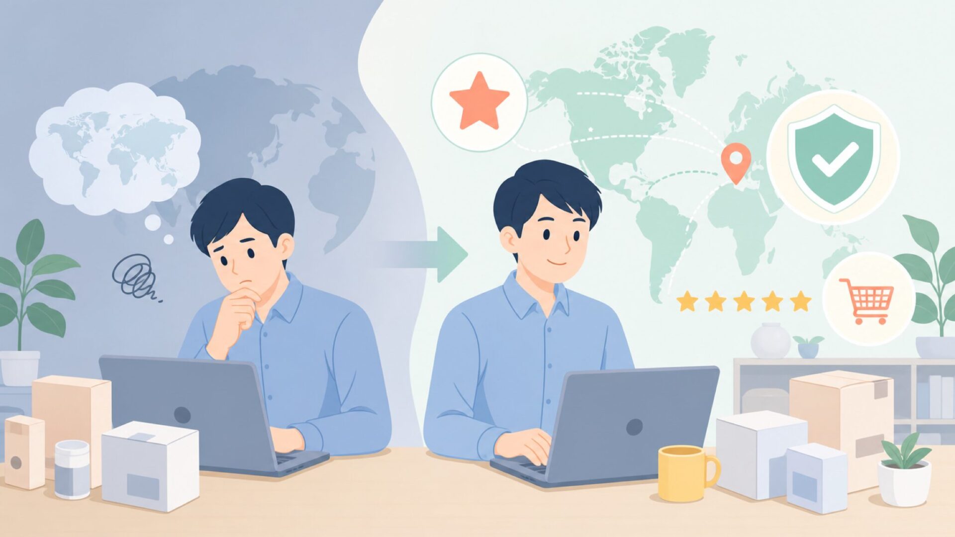 中国系格安USBメモリを買う前に知るべきリスク管理を表すイラスト