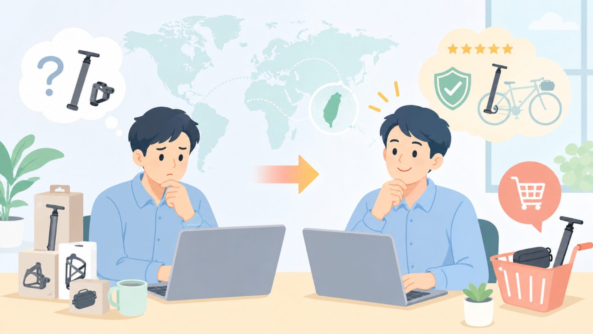 購入前の不安を解消するTopeakの選び方を表すイラスト