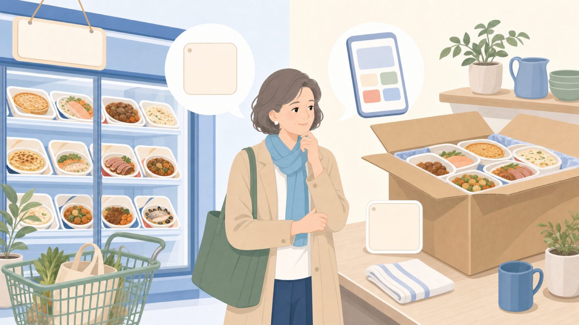店舗と通販でPicardを買う方法を示すイラスト