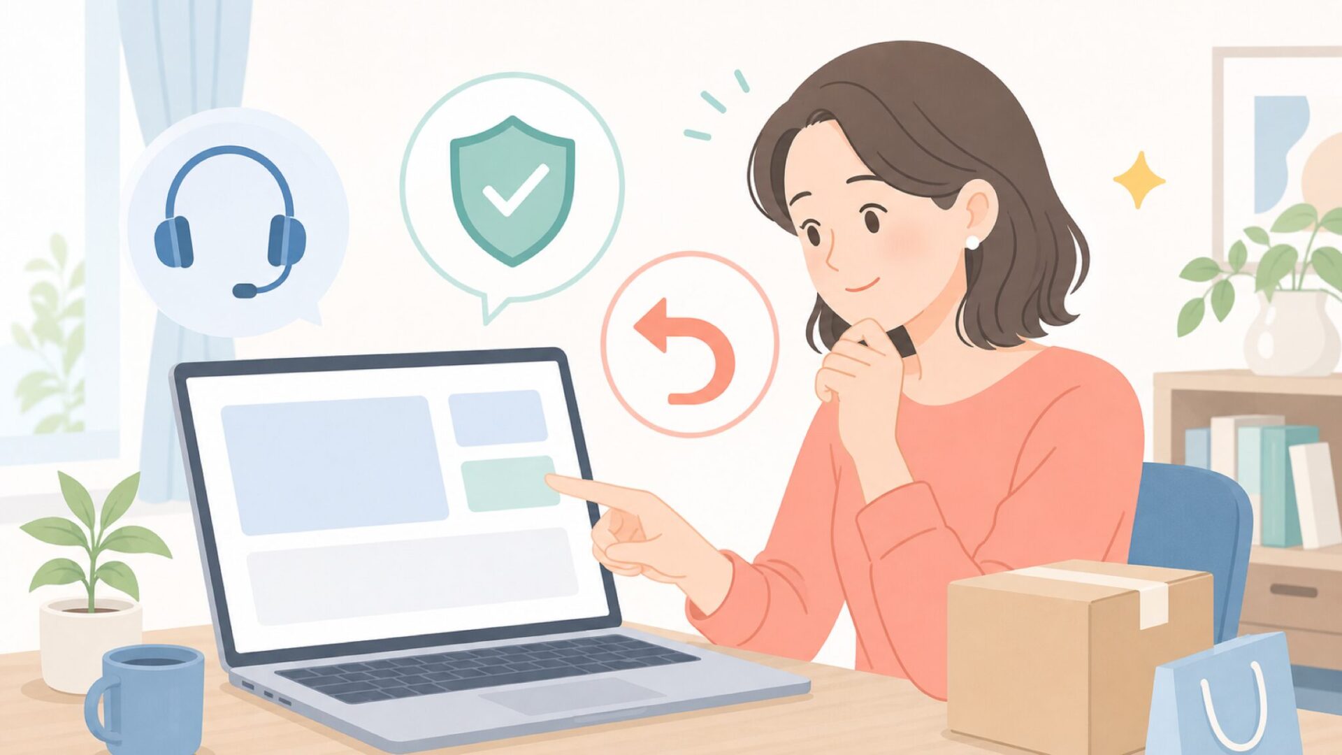 保証とサポート体制を確認する人のイラスト