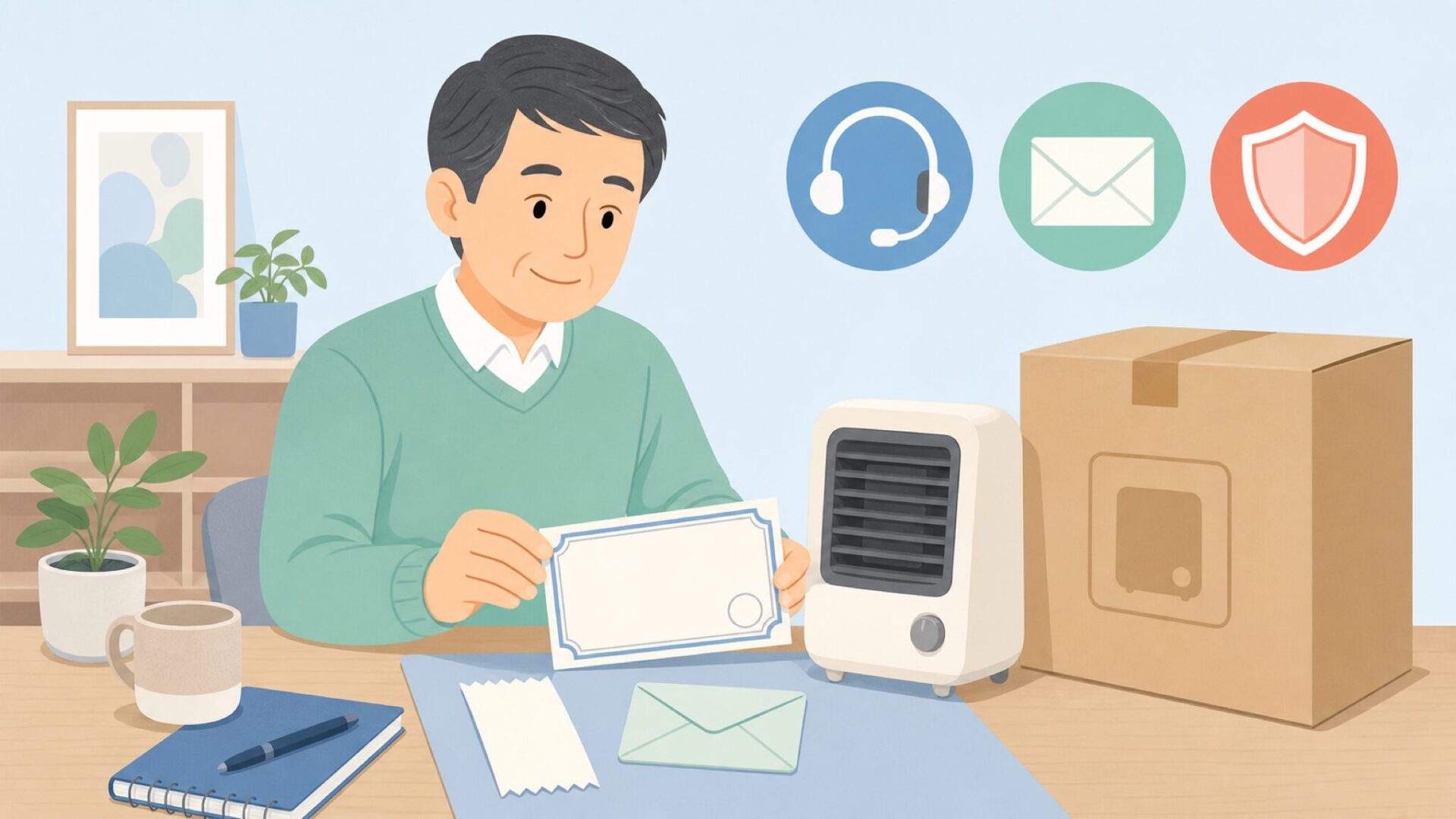 保証とサポートを確認する購入者
