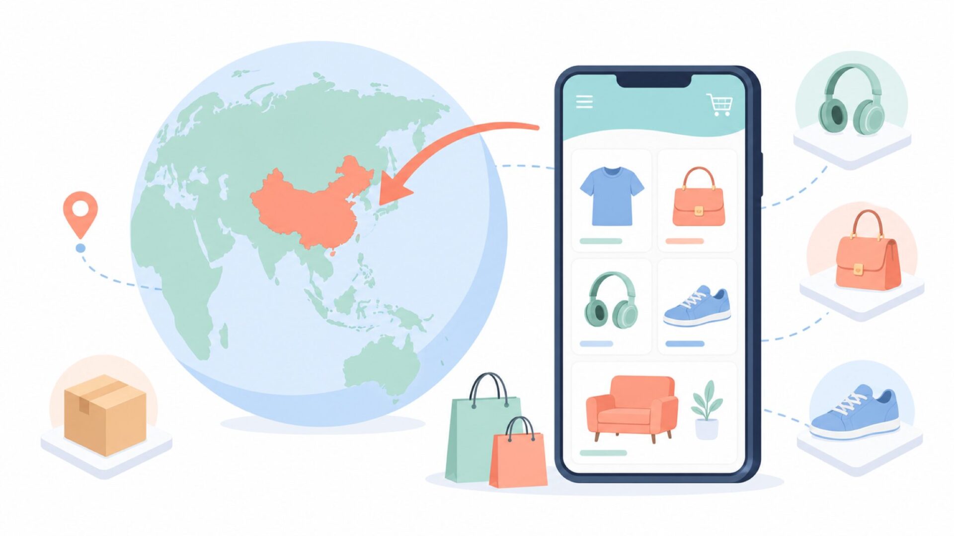 TAOが中国発の通販サービスであることを示すイラスト