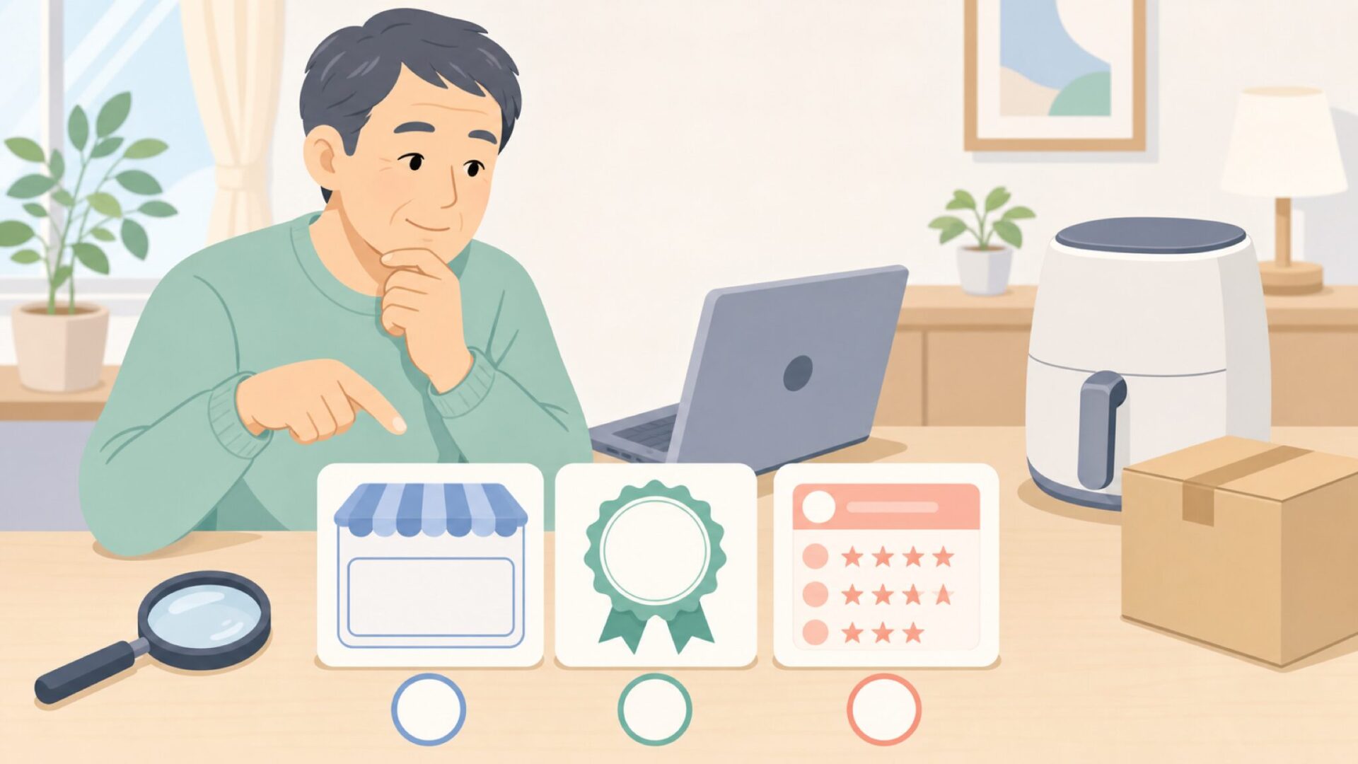 3つの確認ポイントを比べる購入者