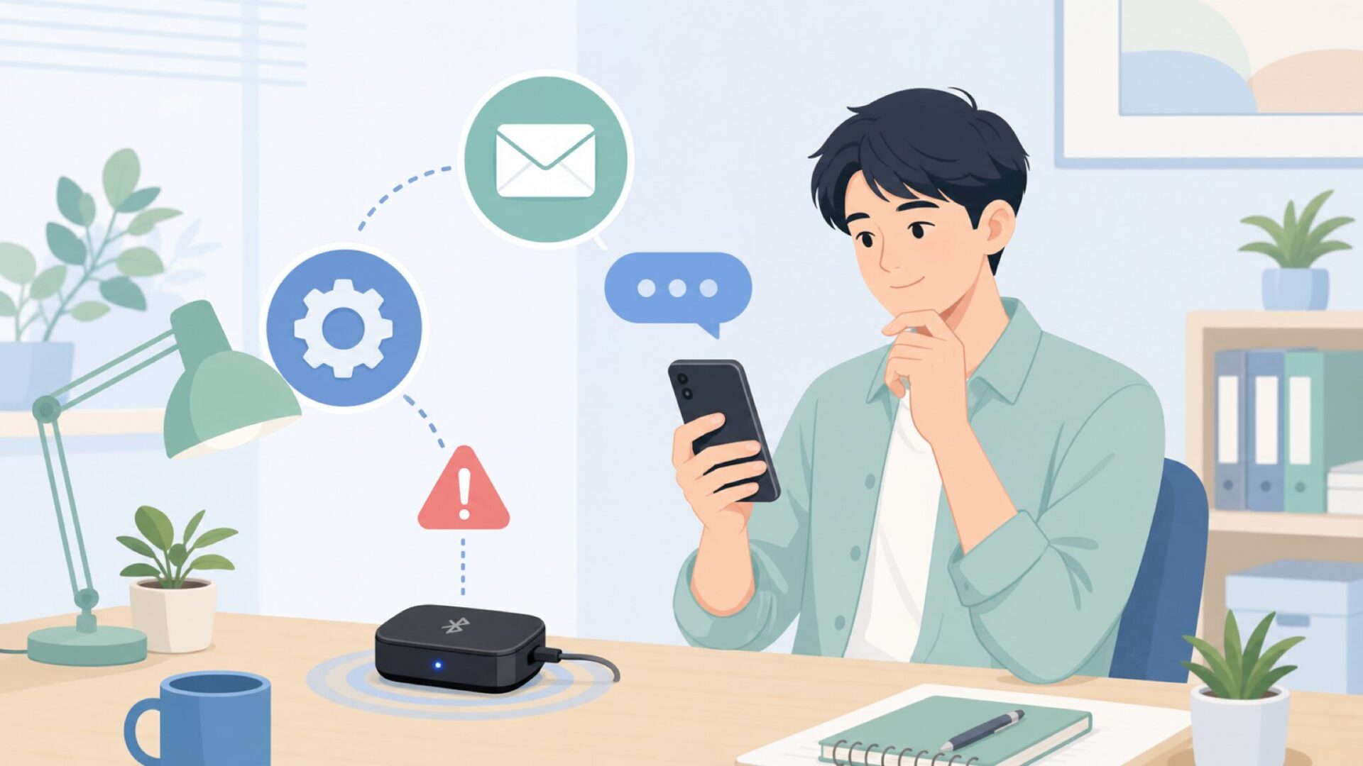 不具合対応をする男性のイラスト