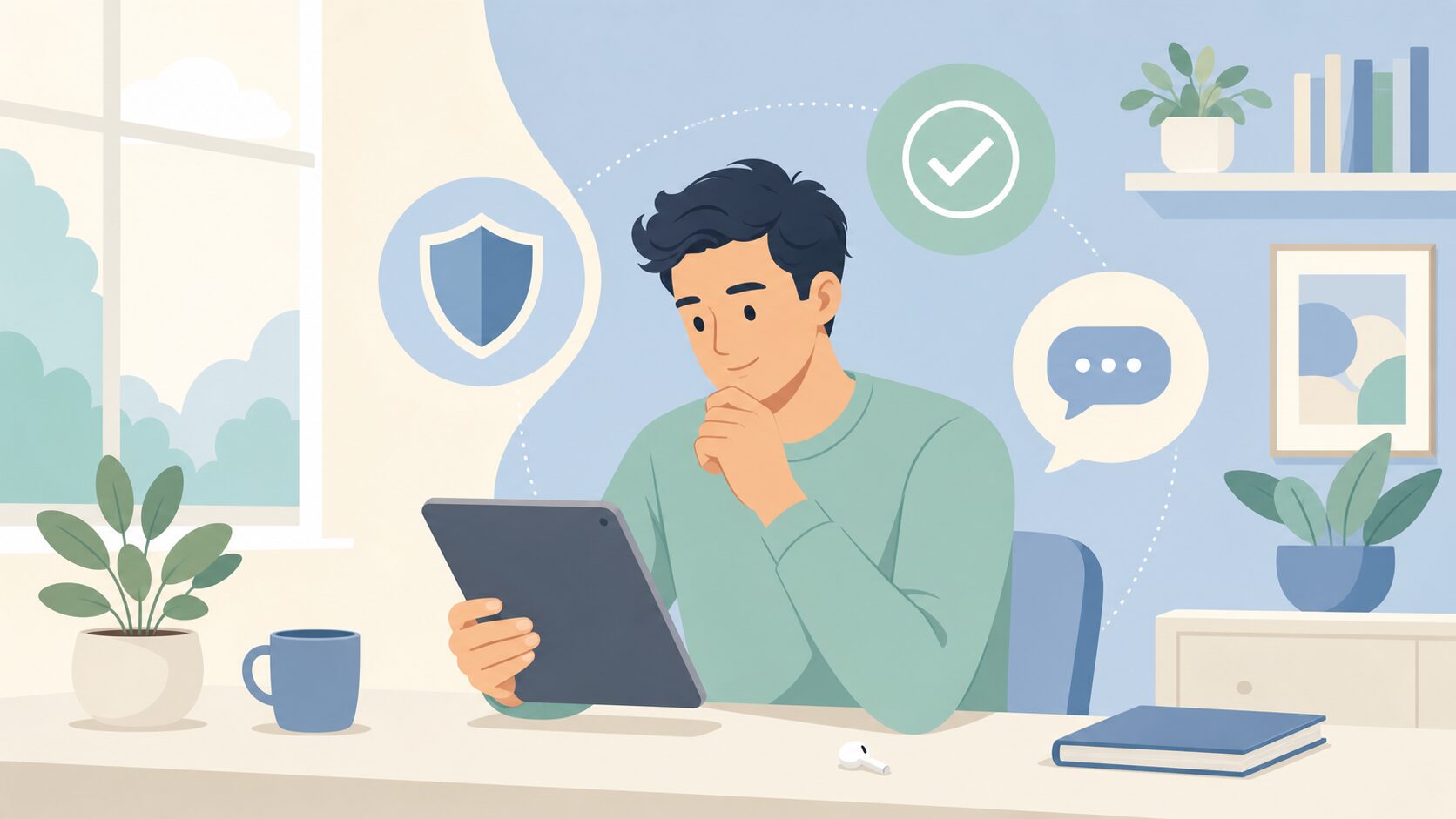 中華ブランドへの不安を解消し信頼を確認するシーンのイラスト