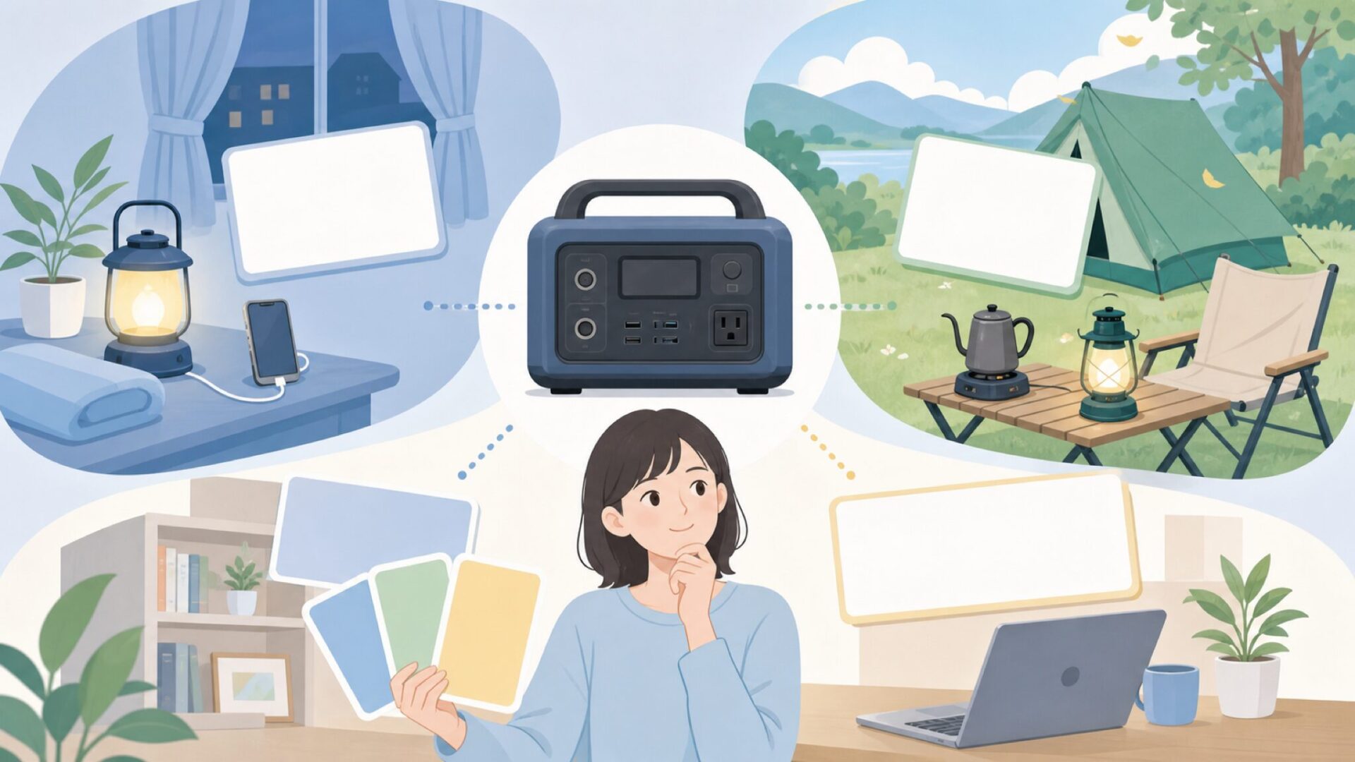 防災やキャンプ用途に合うか比較する場面