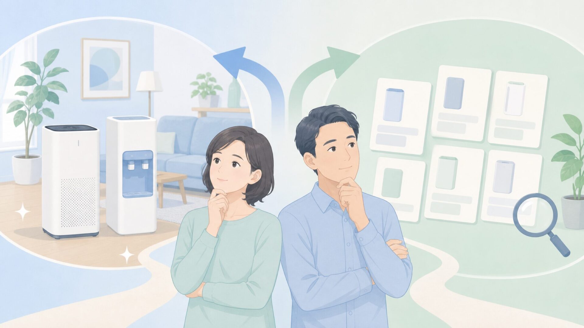 Cowayが合うか比較検討する人たちのイラスト