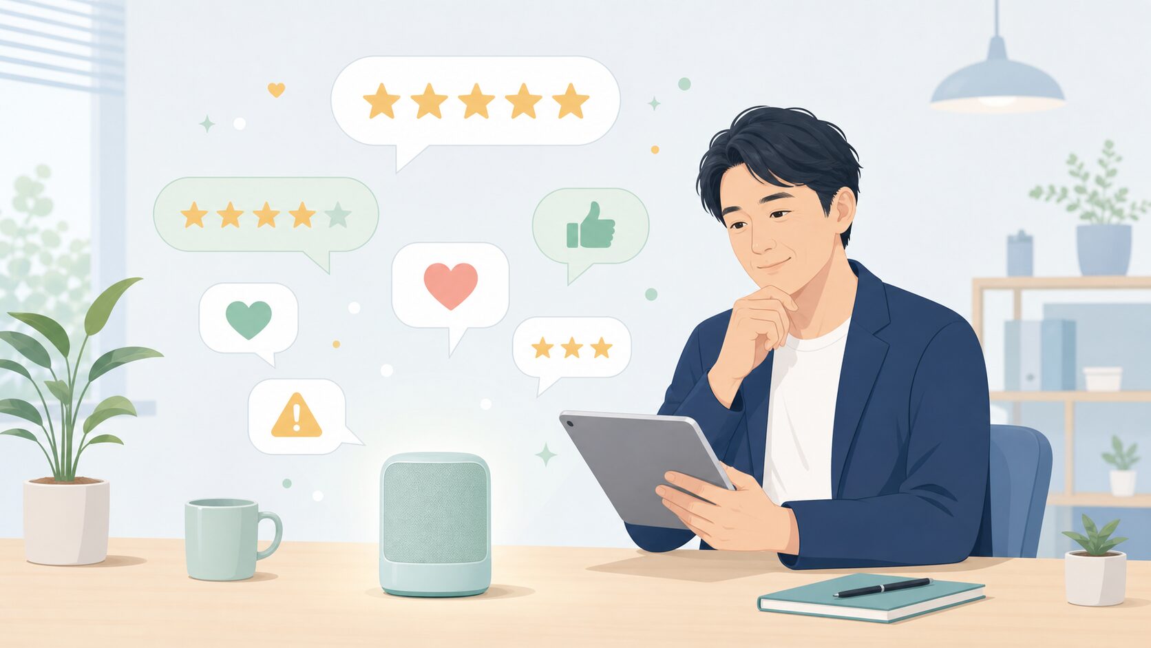 ユーザーレビュー傾向を確認する読者のイメージ