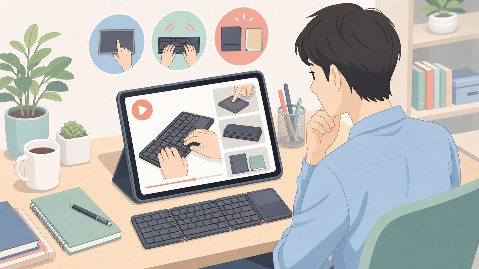 動画レビューを見る人のイラスト