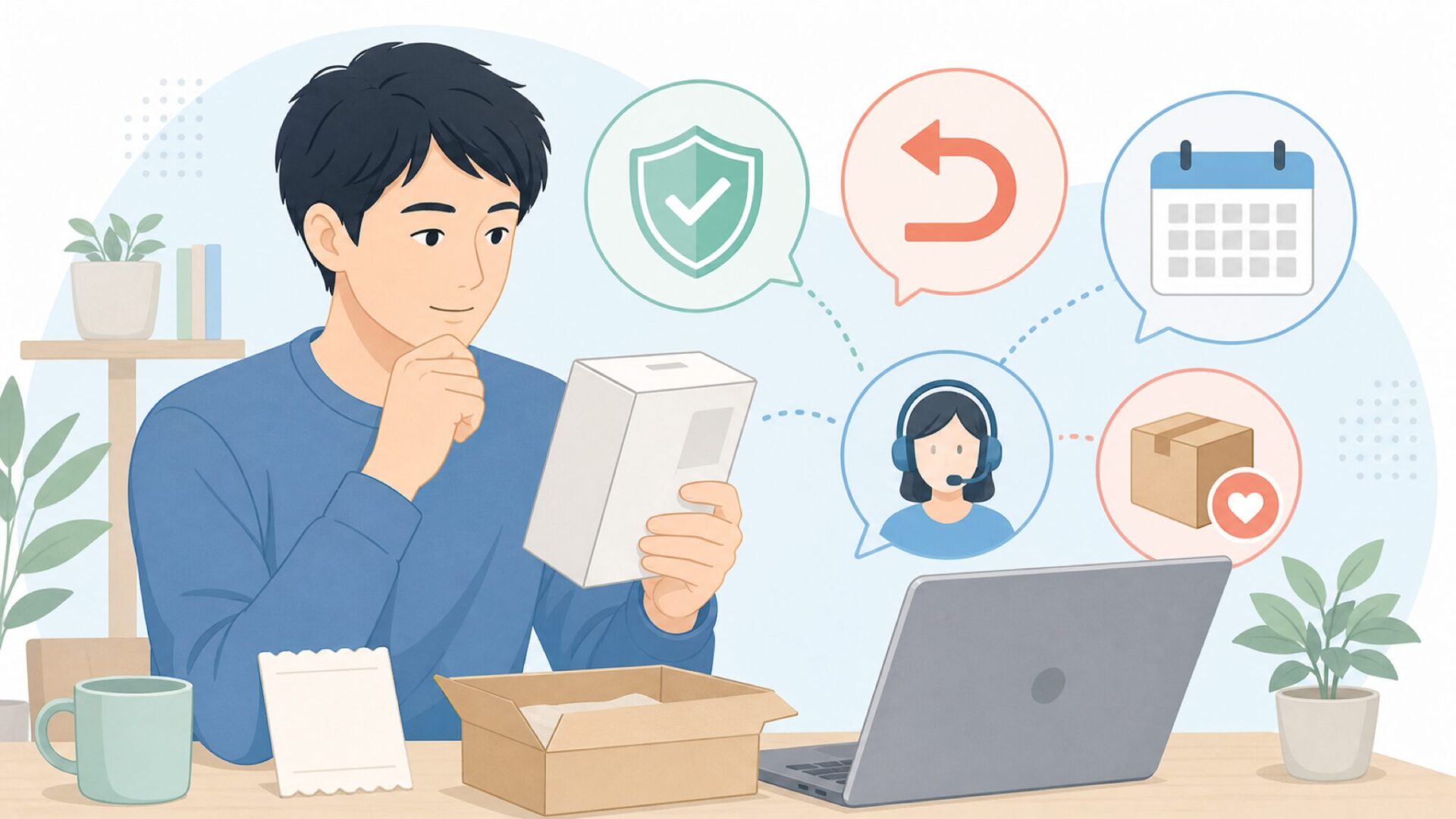 保証や返品条件を確認する購入者
