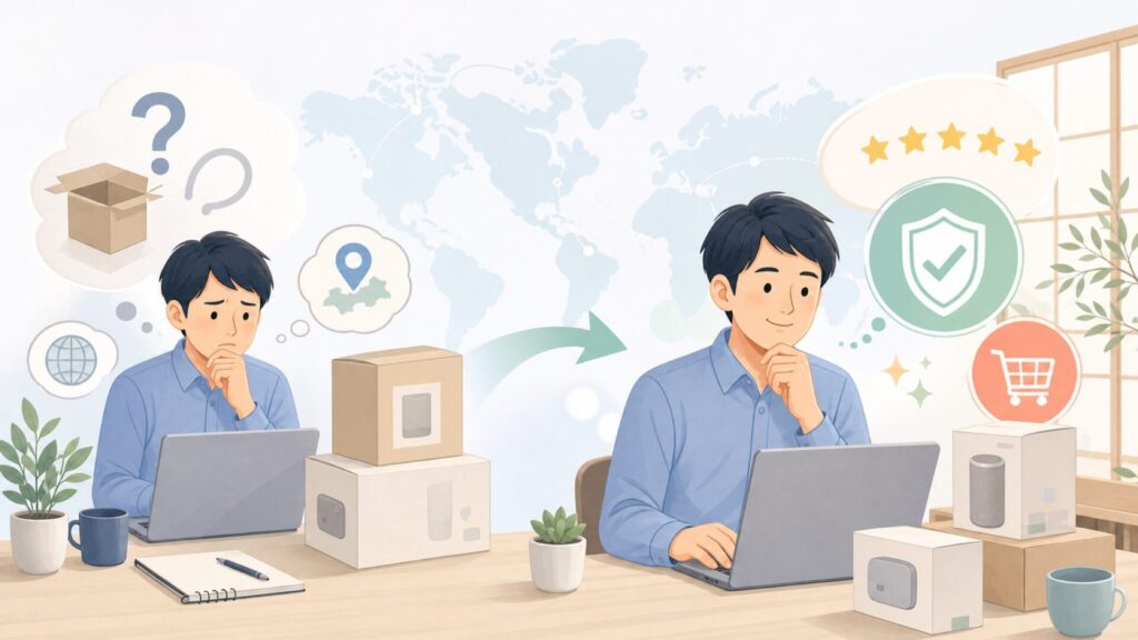 Happilaffはどこの国のメーカー？品質・評判・買うべきかを徹底解説の要点を表すイラスト