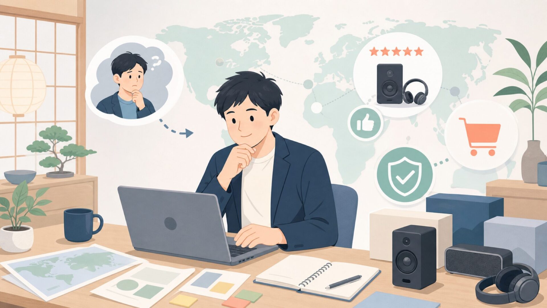 Kanto Audioはどこの国のブランド？カナダ発の実力と信頼性の要点を表すイラスト
