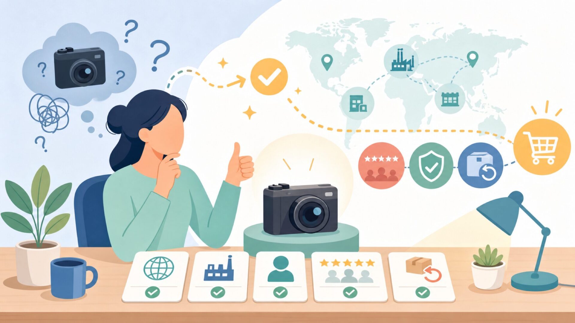 DEPSTECHはどこの国のブランド？信頼できる中国メーカーか徹底調査の要点を表すイラスト