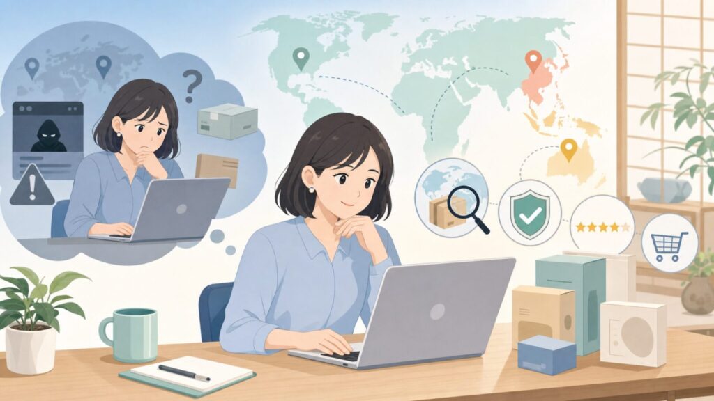 Pawaiiはどこの国のブランド？偽サイト急増の実態と騙されない完全ガイドの要点を表すイラスト