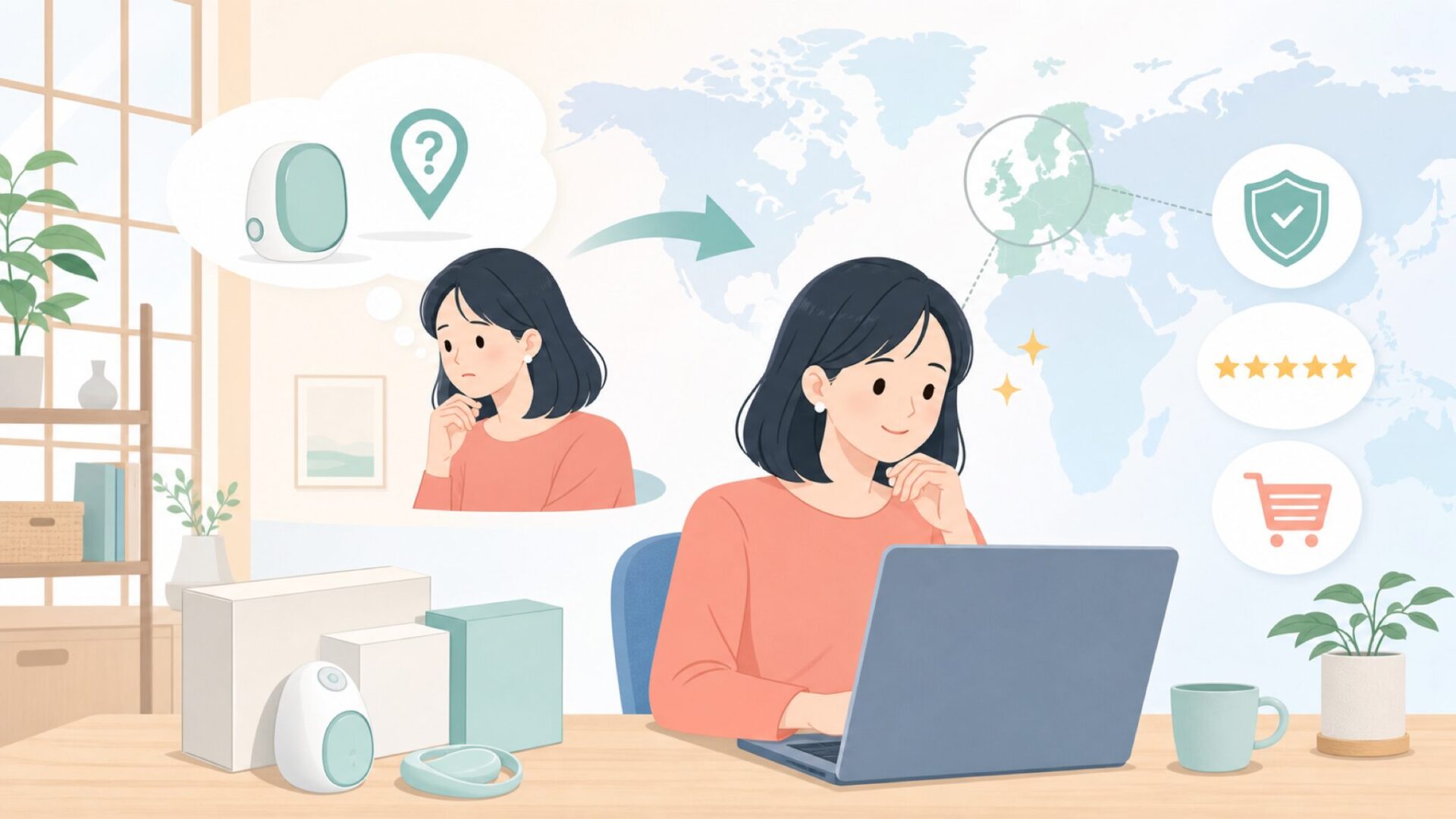 Elvieはどこの国のブランド？ロンドン発・日本での買い方まとめの要点を表すイラスト
