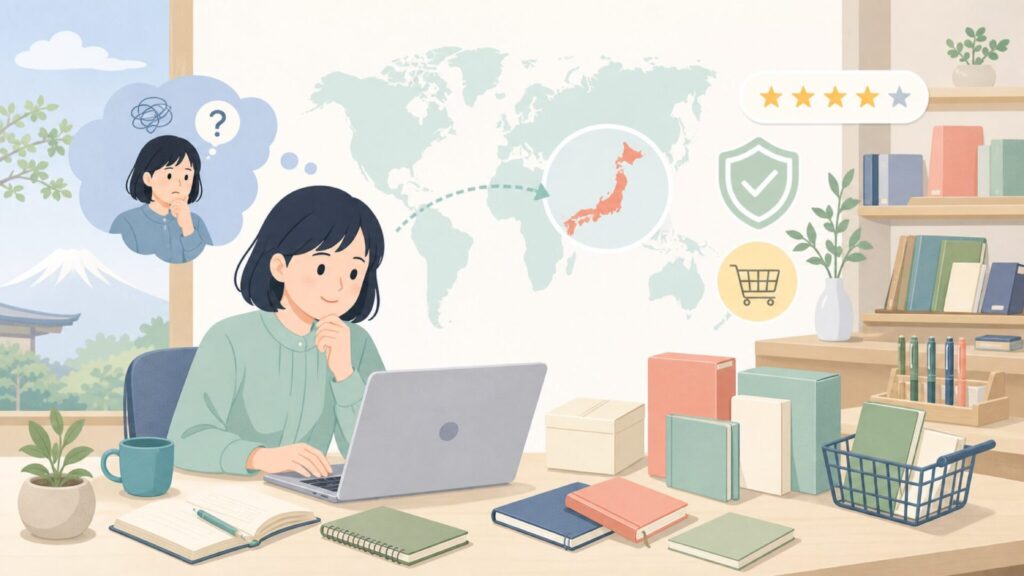 Midori文具はどこの国？日本生まれの純国産ブランドの歴史と魅力の要点を表すイラスト