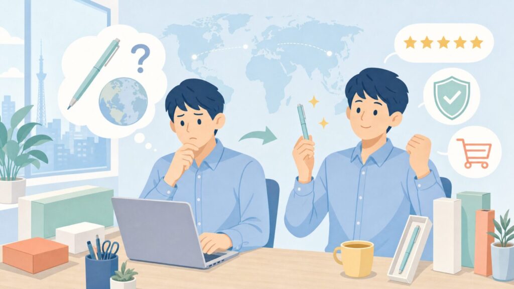 ゼブラ文具はどこの国のブランド？1897年創業の純日本メーカーだったの要点を表すイラスト