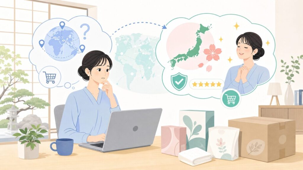 TwoTreesはどこの国のブランド？日本発フェミニンケアの全貌の要点を表すイラスト