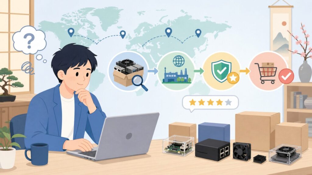 GeeekPiはどこの国？中国ブランドの正体と評判を徹底解説の要点を表すイラスト