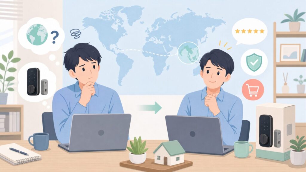 igloohomeはどこの国？シンガポール発スマートロックの正体を解説の要点を表すイラスト