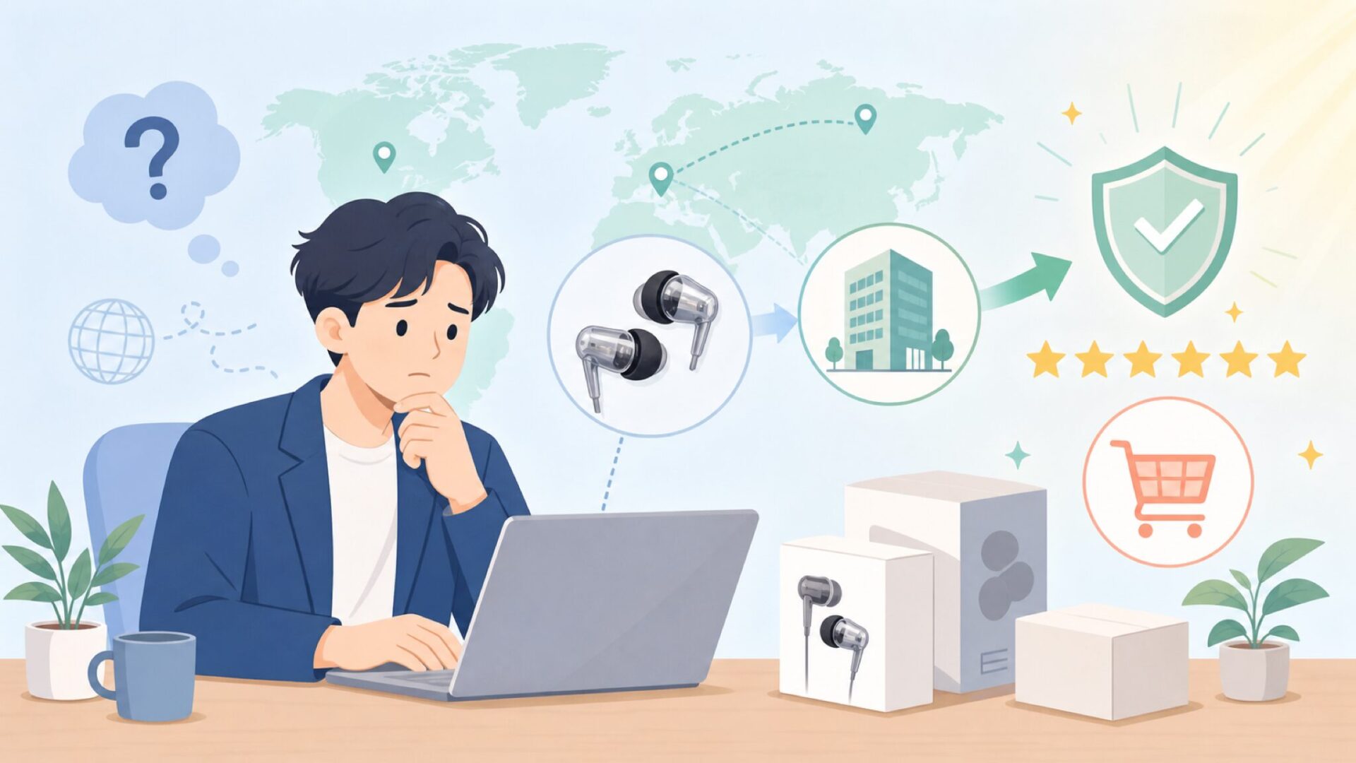 EarStudioはどこの国?運営会社Radsoneの正体と信頼性を解説の要点を表すイラスト