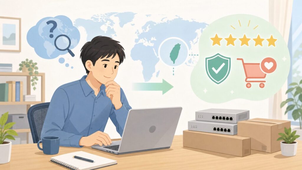 Zyxelはどこの国?台湾発・老舗ネットワーク専業の正体の要点を表すイラスト