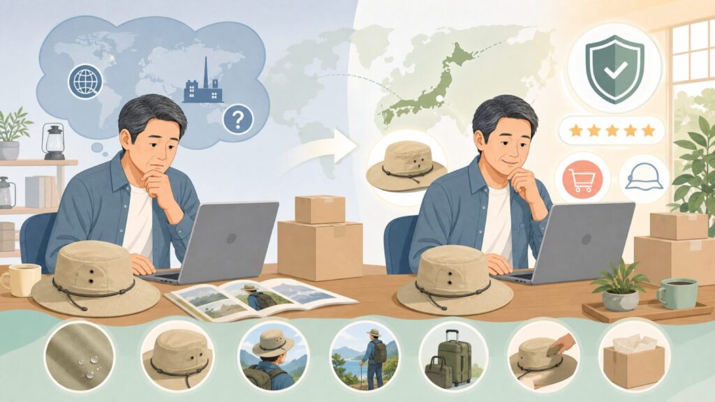 Tilleyはどこの国の帽子？カナダ発の理由と実力を解説の要点を表すイラスト