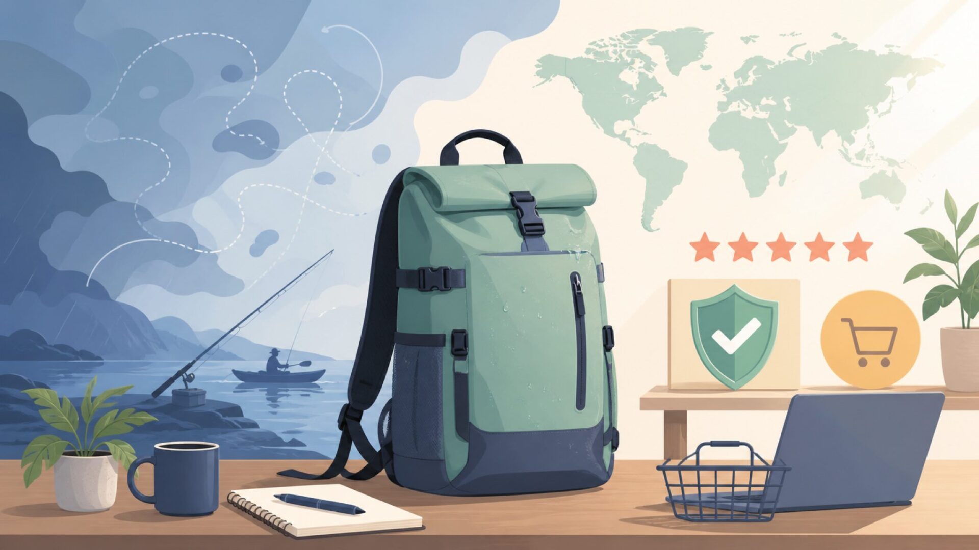 OverBoardはどこの国？英国発の防水ギア専門ブランドを解説の要点を表すイラスト