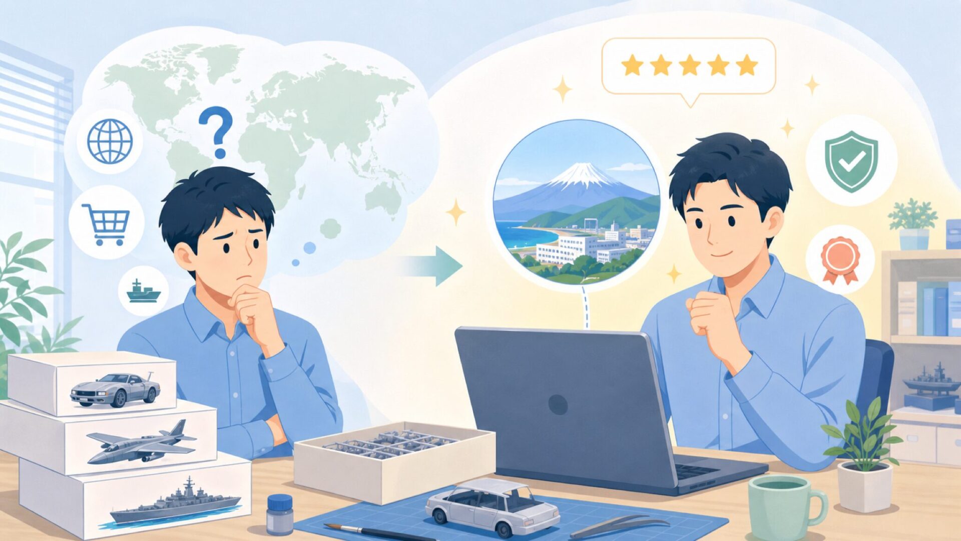 Aoshima模型はどこの国？正体は静岡の老舗・青島文化教材社の要点を表すイラスト