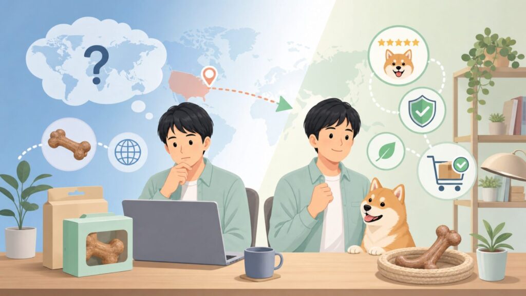 Beneboneはどこの国？アメリカ発ブランドの安全性と購入方法の要点を表すイラスト